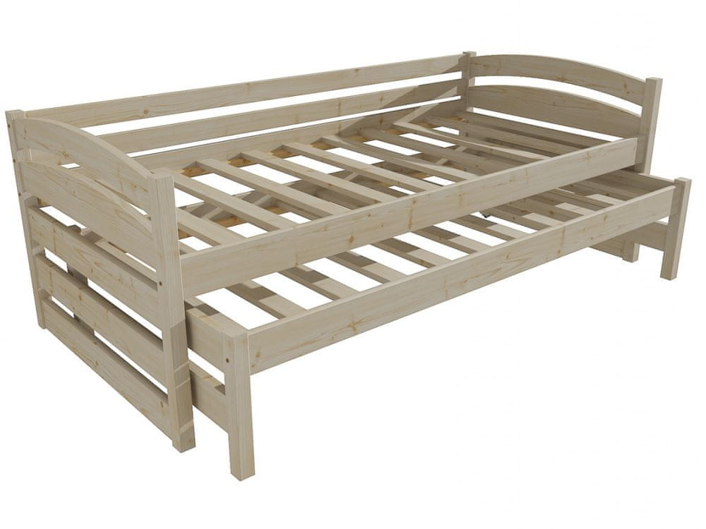 eoshop Detská posteľ s výsuvnou prístelkou DPV 012 (Rozmer: 80 x 200 cm, Farba dreva: surové drevo)